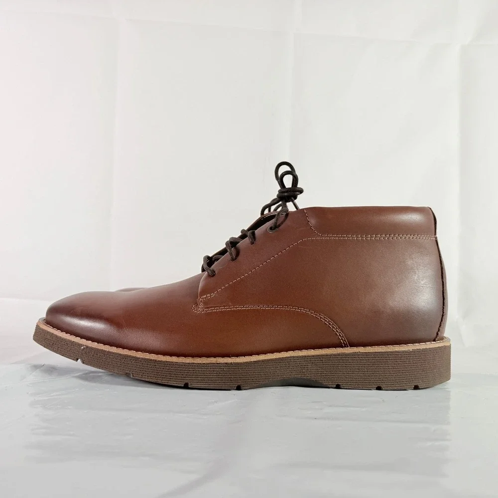 Clarks Men Folcroft Mid Dark‎ Tan Leather Chukka Boots Size 13 M New